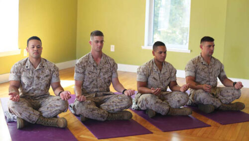 Veterans doing yoga